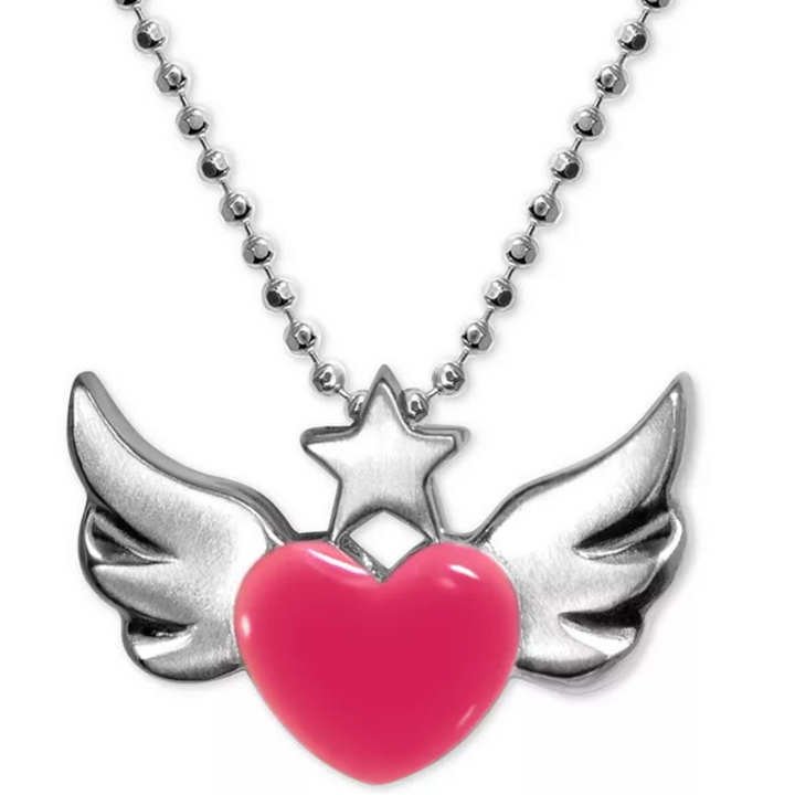 Alex Woo Rock Star Heart with Wings Charm Necklace
