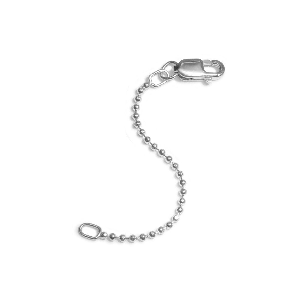 Extender chain, sterling silver, 1mm ball with 2 loops, 1 inch