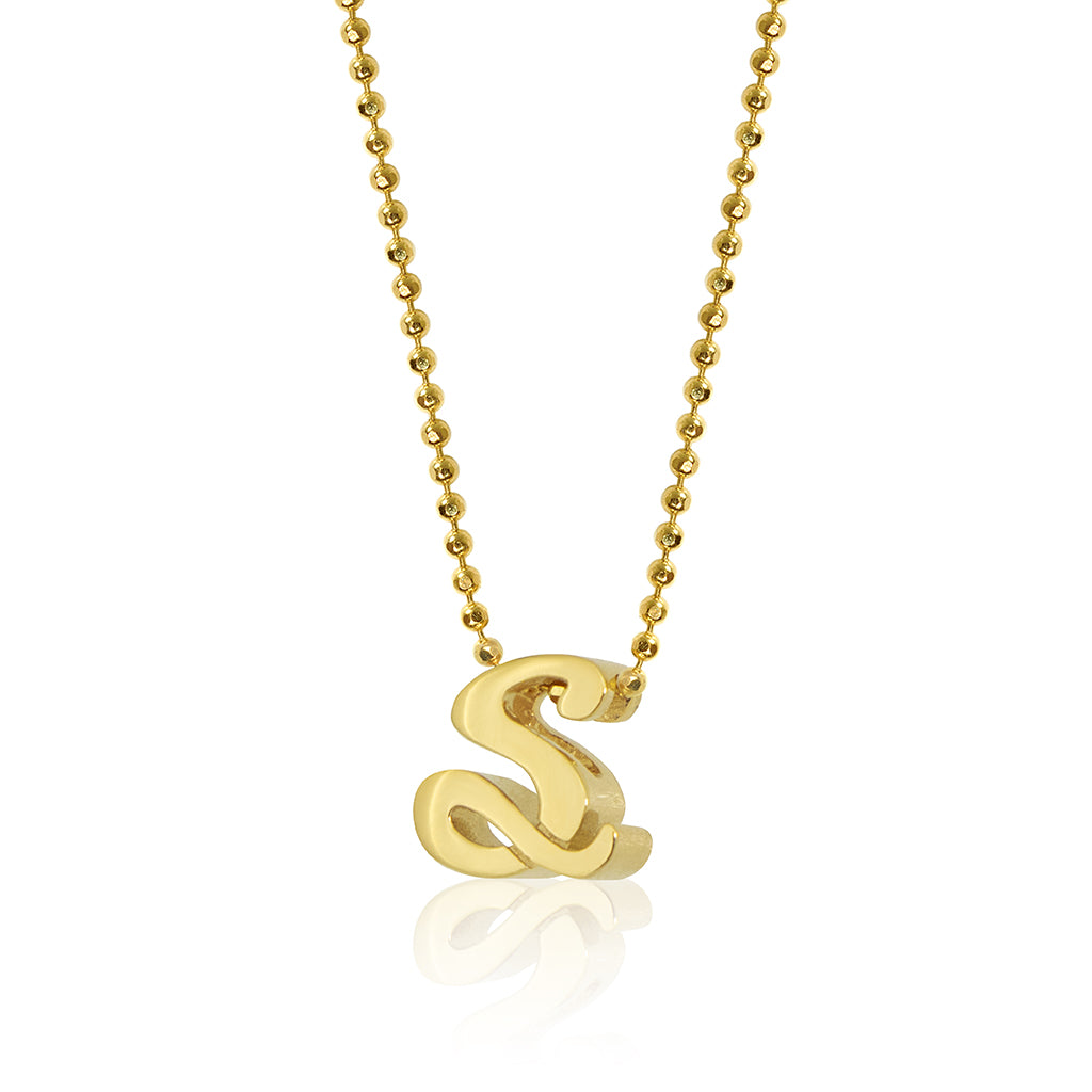 Alex Woo Autograph Letter Necklace in 18K Yellow Gold