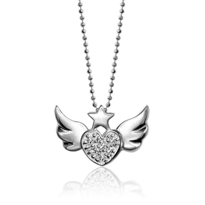 Alex Woo  Rock Star Heart with Wings Charm Necklace