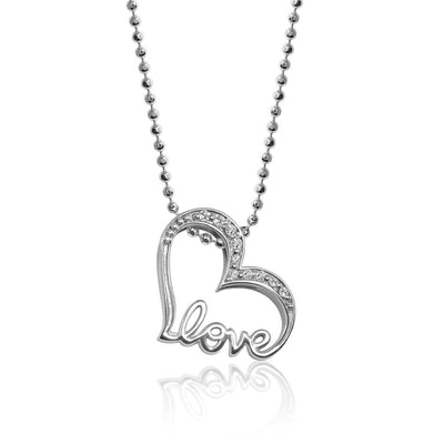 Alex Woo Words Love Heart Charm Necklace