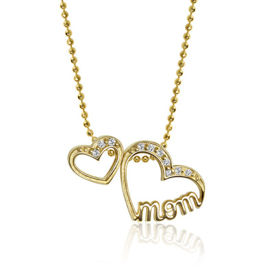Alex Woo Words Double Mom Hearts Charm Necklace