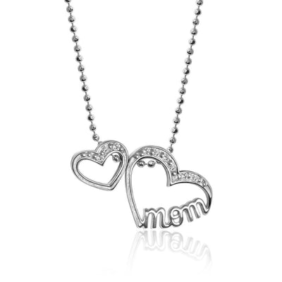 Alex Woo Words Double Mom Hearts Charm Necklace