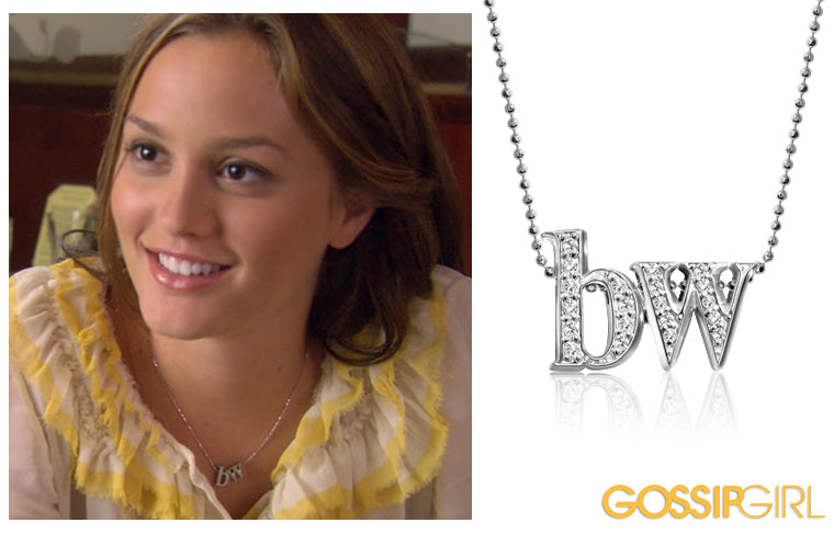 Gossip Girl Actress Leighton Meester wearing Alex Woo Custom Double Little Letters for Blair Waldorf