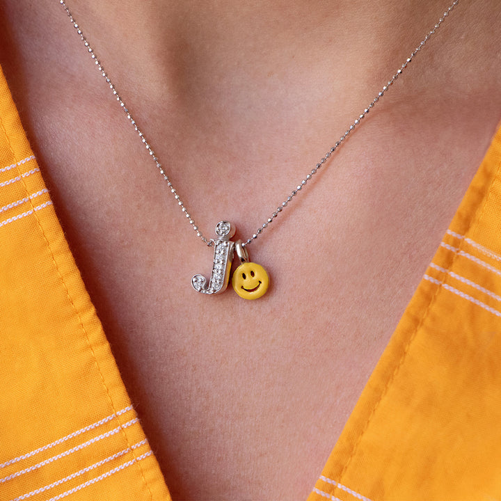 Alex Woo 14kt white Gold Diamond Letter Charm Necklace