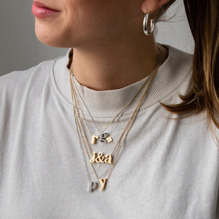 Alex Woo 14kt white Gold Diamond Letter Charm Necklace