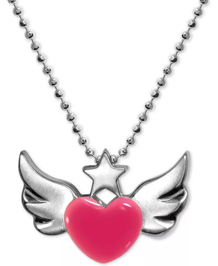 Alex Woo  Rock Star Heart with Wings Charm Necklace