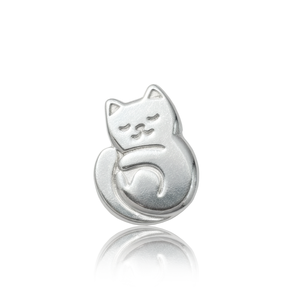Alex Woo Dreaming Cat charm in sterling silver, angled close-up without chain