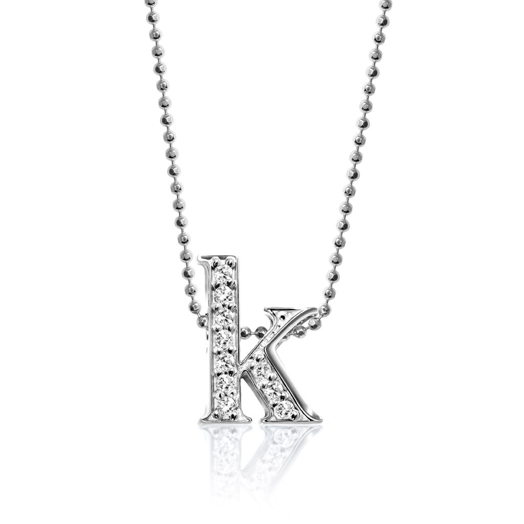 Alex Woo 14kt white Gold Diamond Letter Charm Necklace