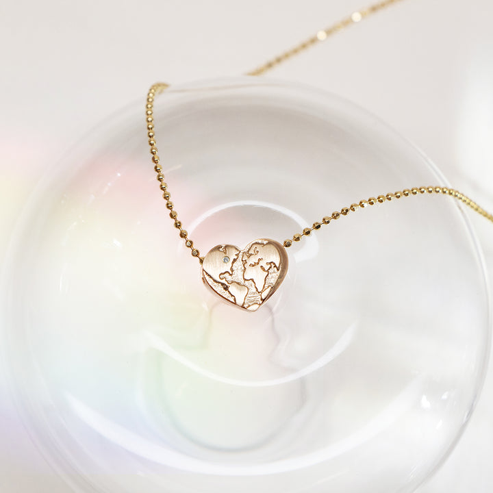 Alex Woo Activist Heart Globe Charm Necklace