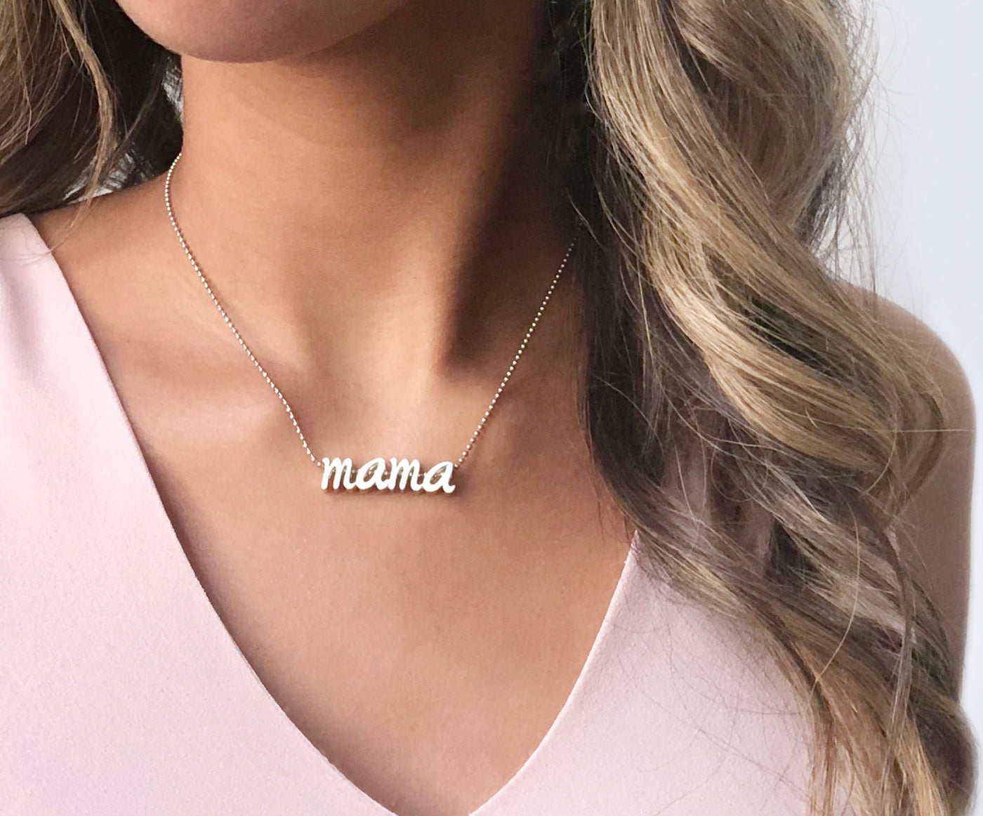 Alex Woo Autograph Letters Mama Charm Necklace