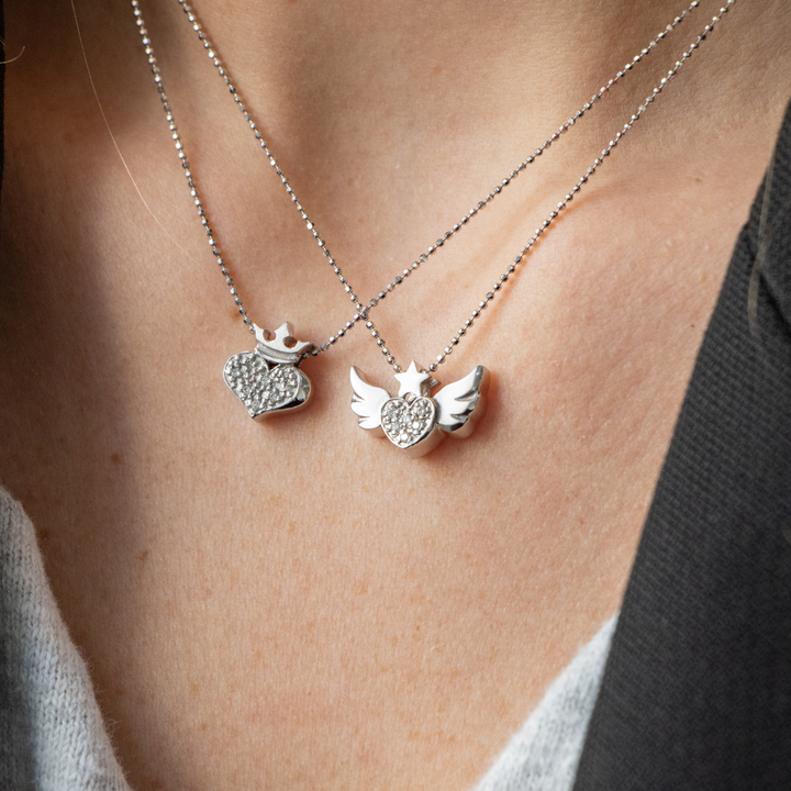 Alex Woo  Rock Star Heart with Wings Charm Necklace