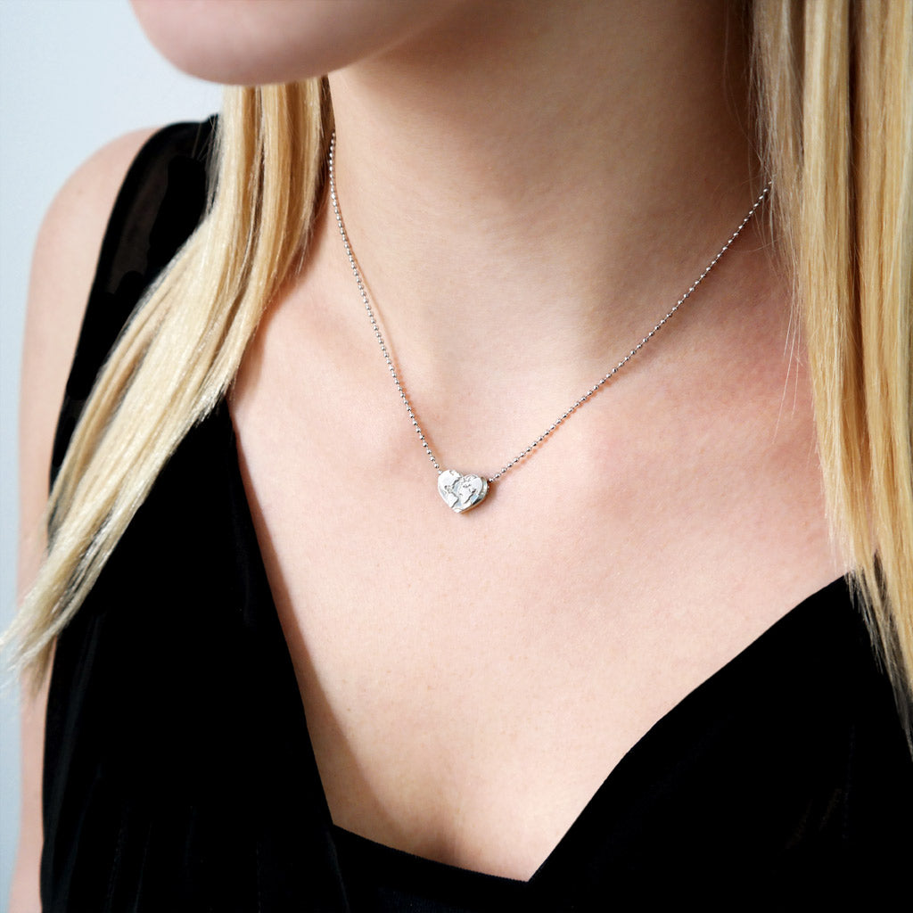 Alex Woo Activist Heart Globe Charm Necklace