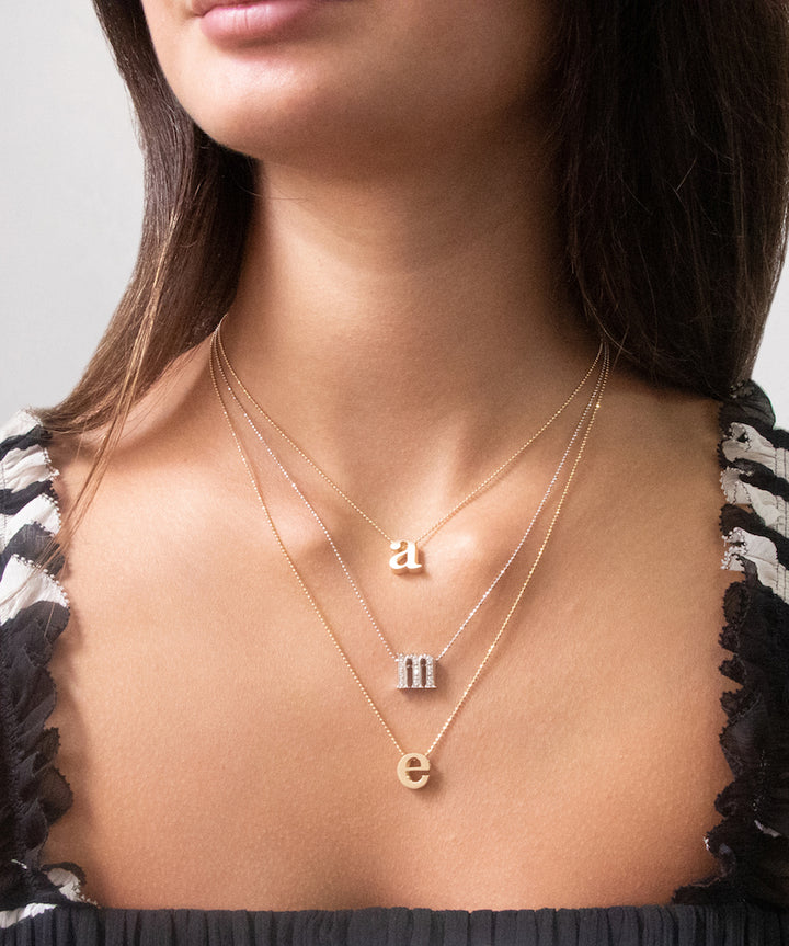 Alex Woo 14kt Yellow Gold Letter M initial Necklace