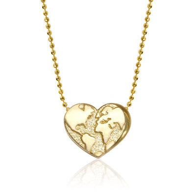 Alex Woo Activist Heart Globe Charm Necklace