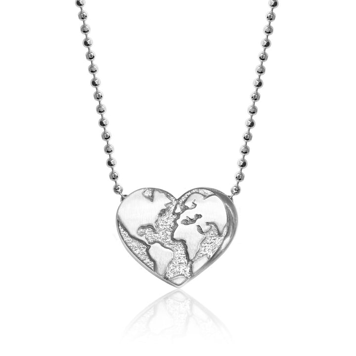 Alex Woo Activist Heart Globe Charm Necklace