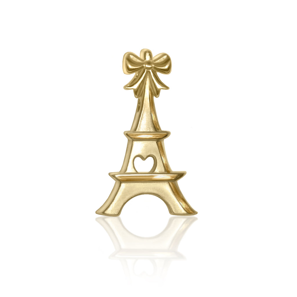 Alex Woo Eiffel Tower charm in 14kt yellow gold, close-up without chain