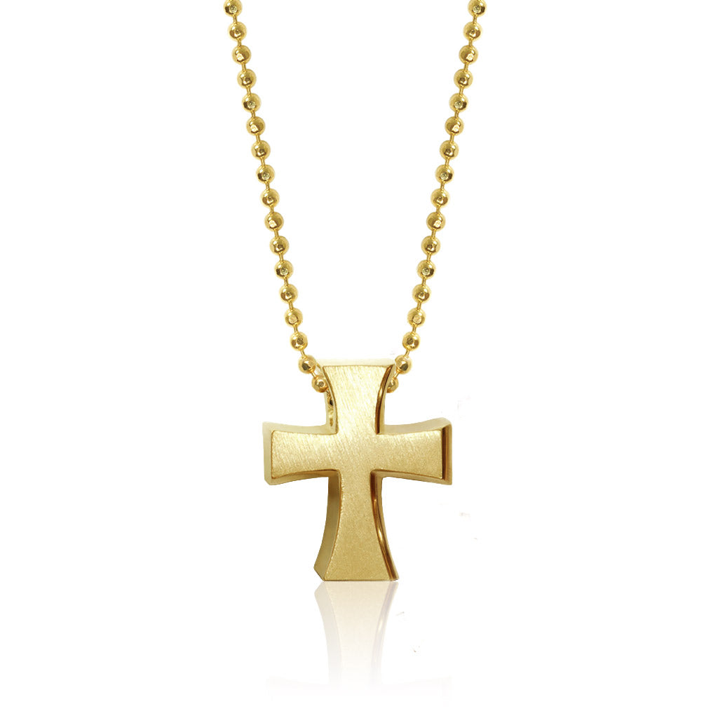 Faith Solid Cross Charm Necklace in 14Kt Yellow Gold