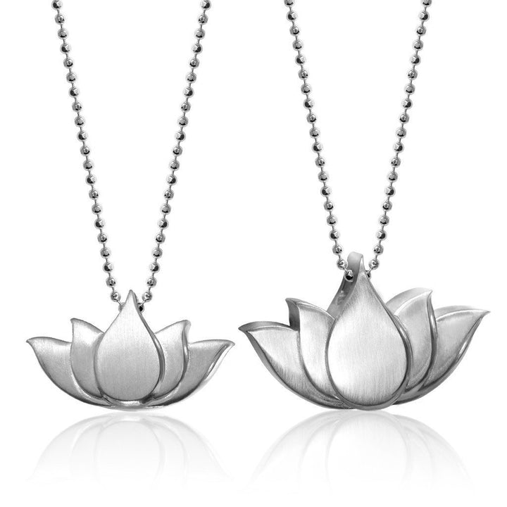 Sterling Silver Little Faith Lotus Charm Pendant Necklace