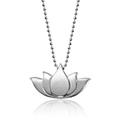 Sterling Silver Little Faith Lotus Charm Pendant Necklace