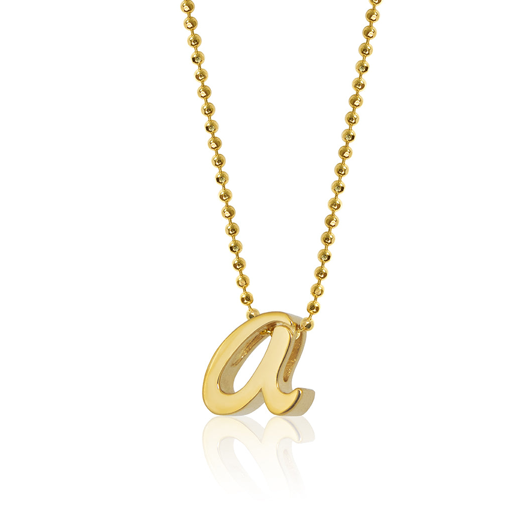 Alex Woo Autograph Letter Necklace in 18K Yellow Gold