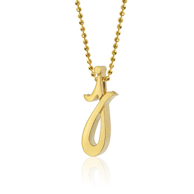 Alex Woo Autograph Letter Necklace in 18K Yellow Gold