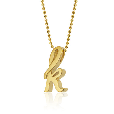 Alex Woo Autograph Letter Necklace in 18K Yellow Gold