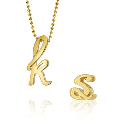 Alex Woo Autograph Letter Necklace in 18K Yellow Gold