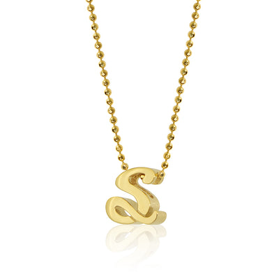 Alex Woo Autograph Letter Necklace in 18K Yellow Gold