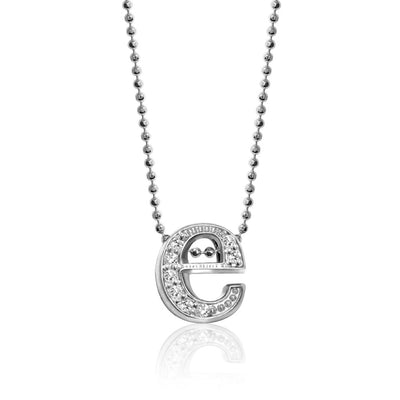 Alex Woo 14kt White Gold & Diamond Letter E Charm Necklace