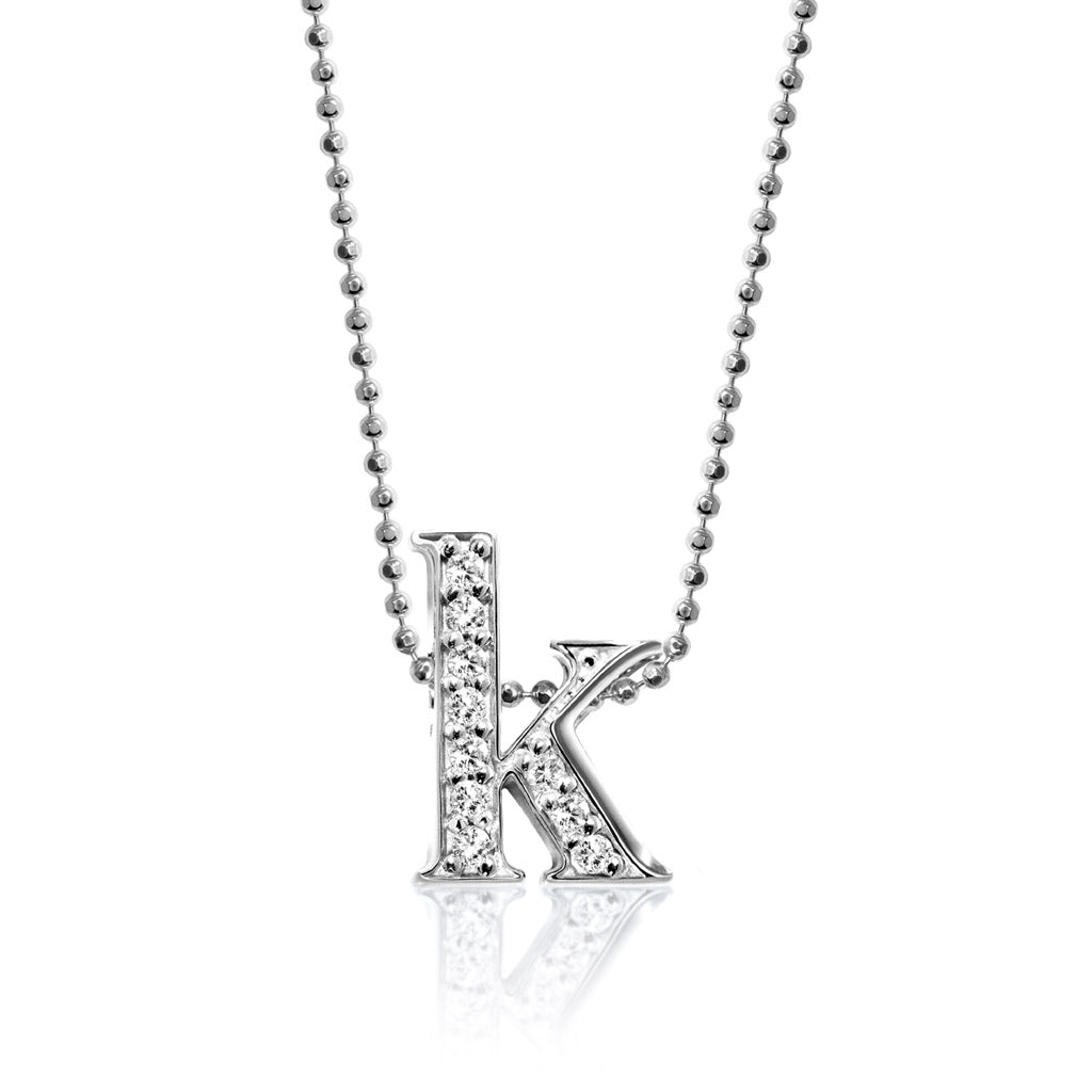 Alex Woo 14kt White Gold & Diamond Letter K Charm Necklace