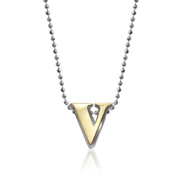 Alex Woo Letter V Initial Charm Necklace in Gold Diamonds