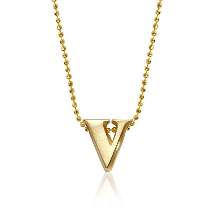 Alex Woo Letter V Initial Charm Necklace in Gold Diamonds