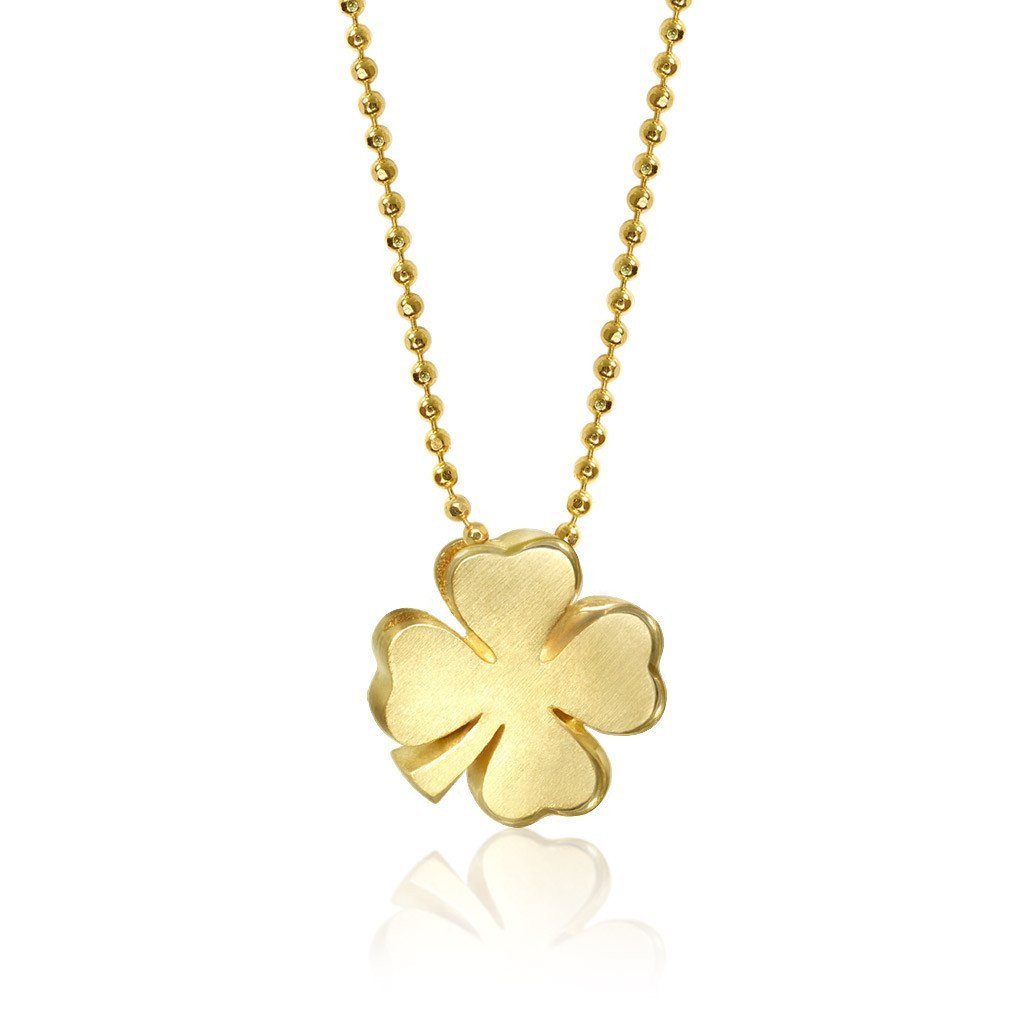Gold Lucky Luck Four Leaf Clover Shamrock Pendant Necklace