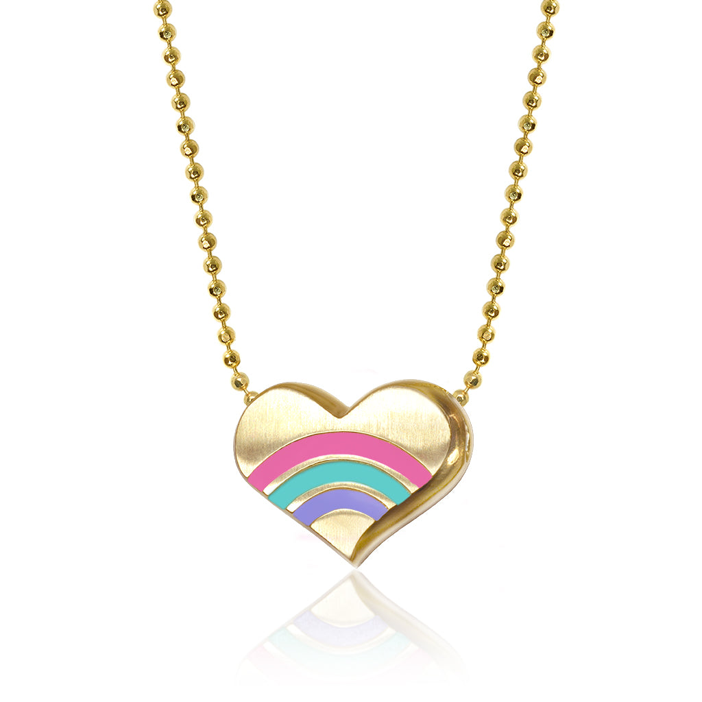 Alex Woo Luck Rainbow Heart Charm Necklace