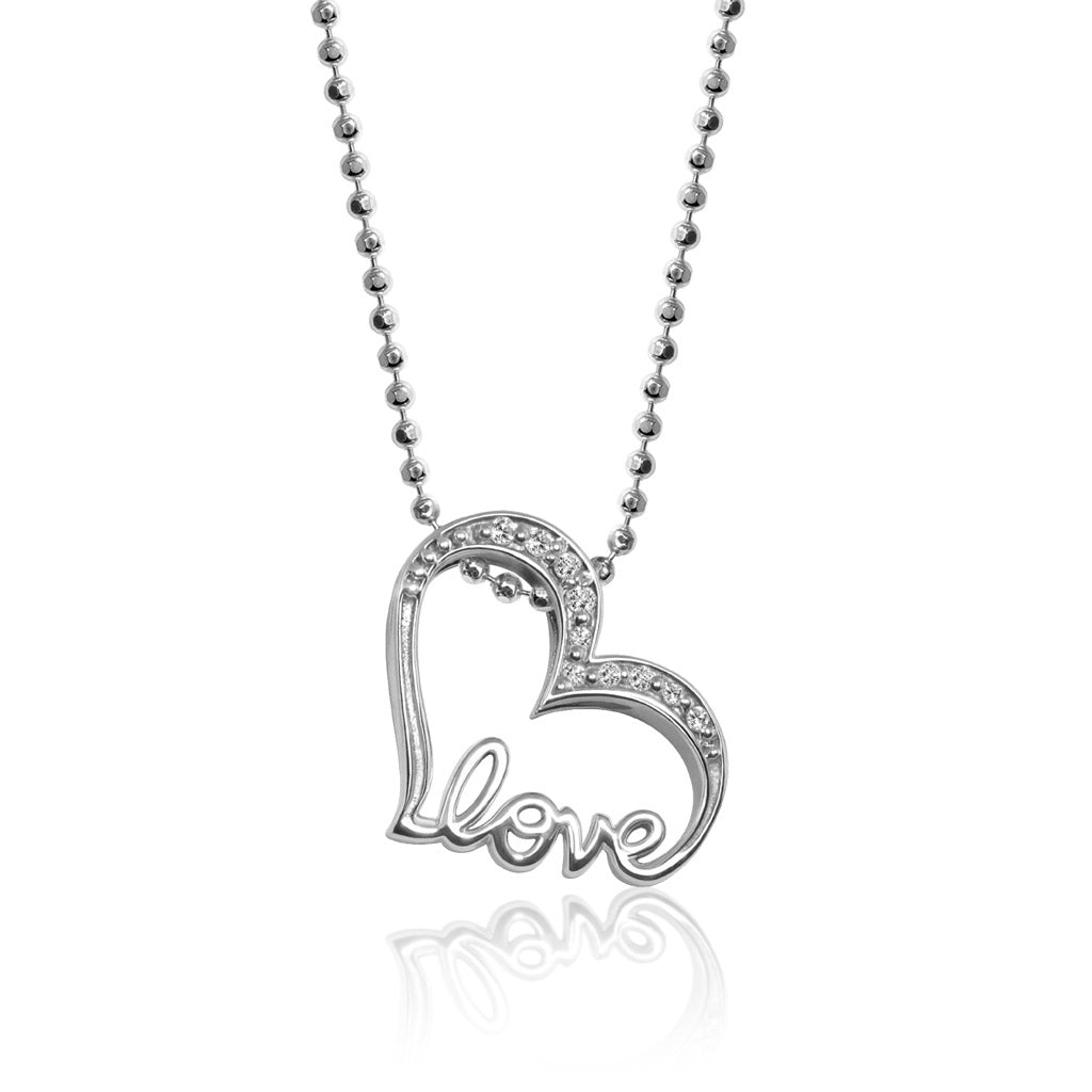 Alex Woo Words Love Heart Charm Necklace