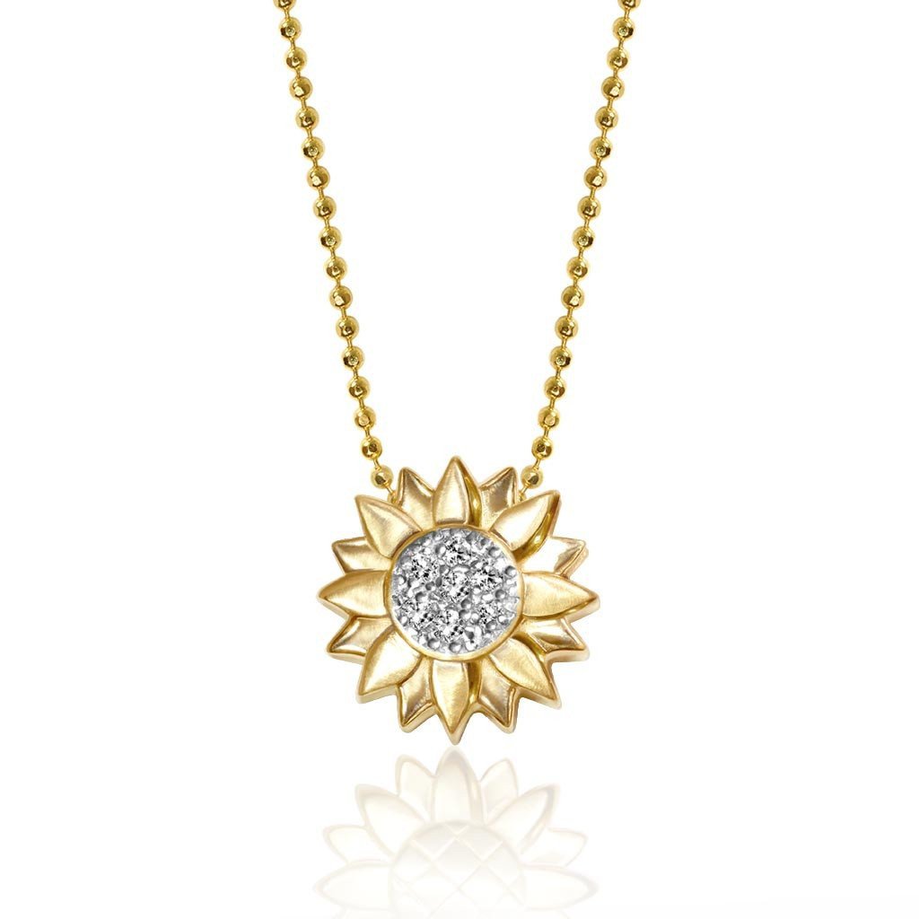 Gold and Diamonds Little Seasons Sunflower Charm Pendant Necklace